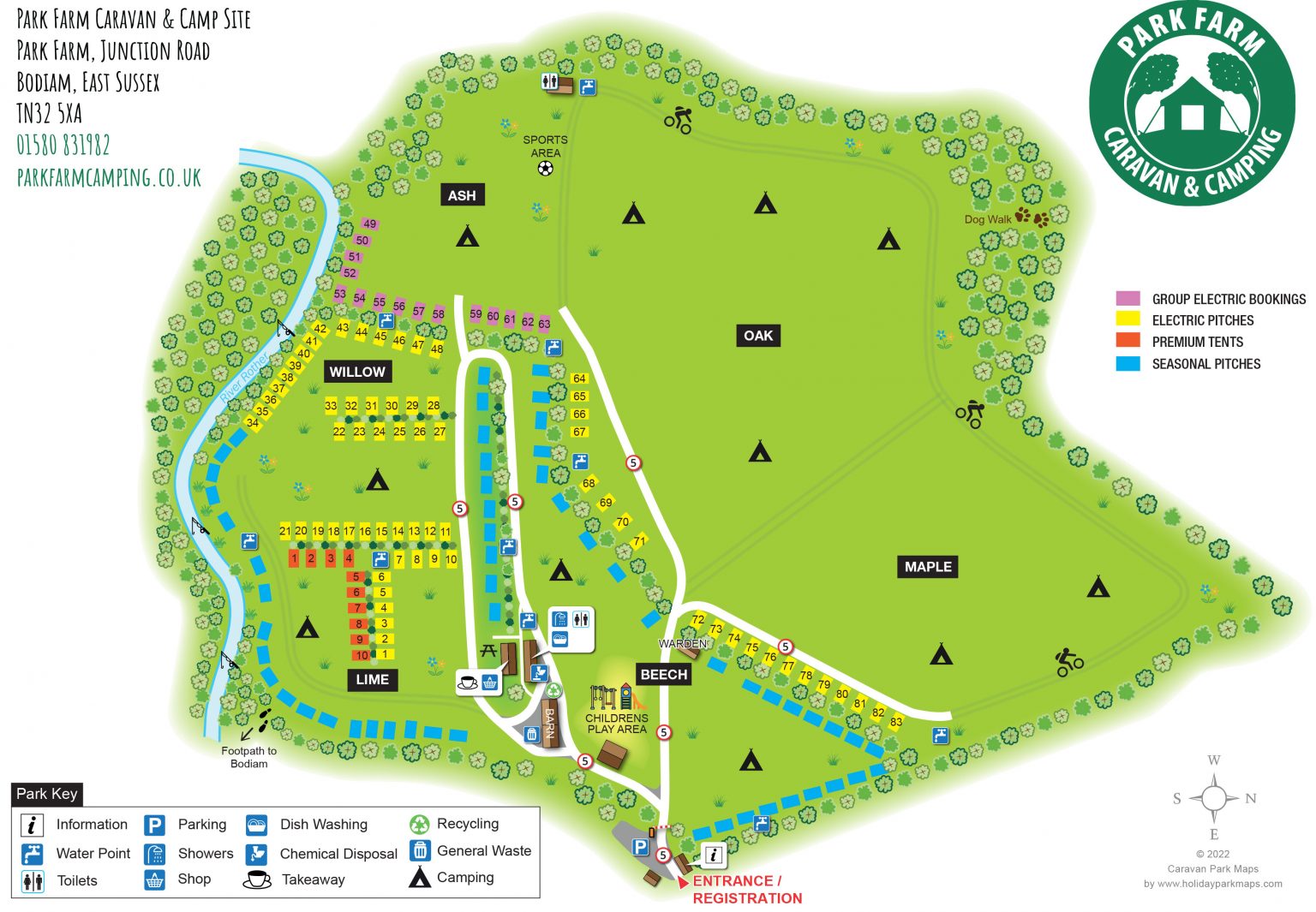 Park Farm Camping and Caravan Bodiam, East Sussex & Kent