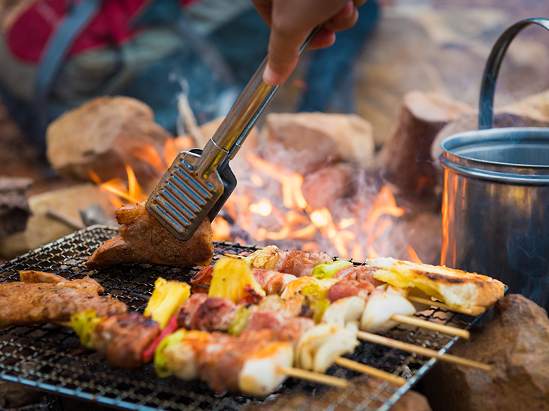 Campsite cooking at park farm campsite