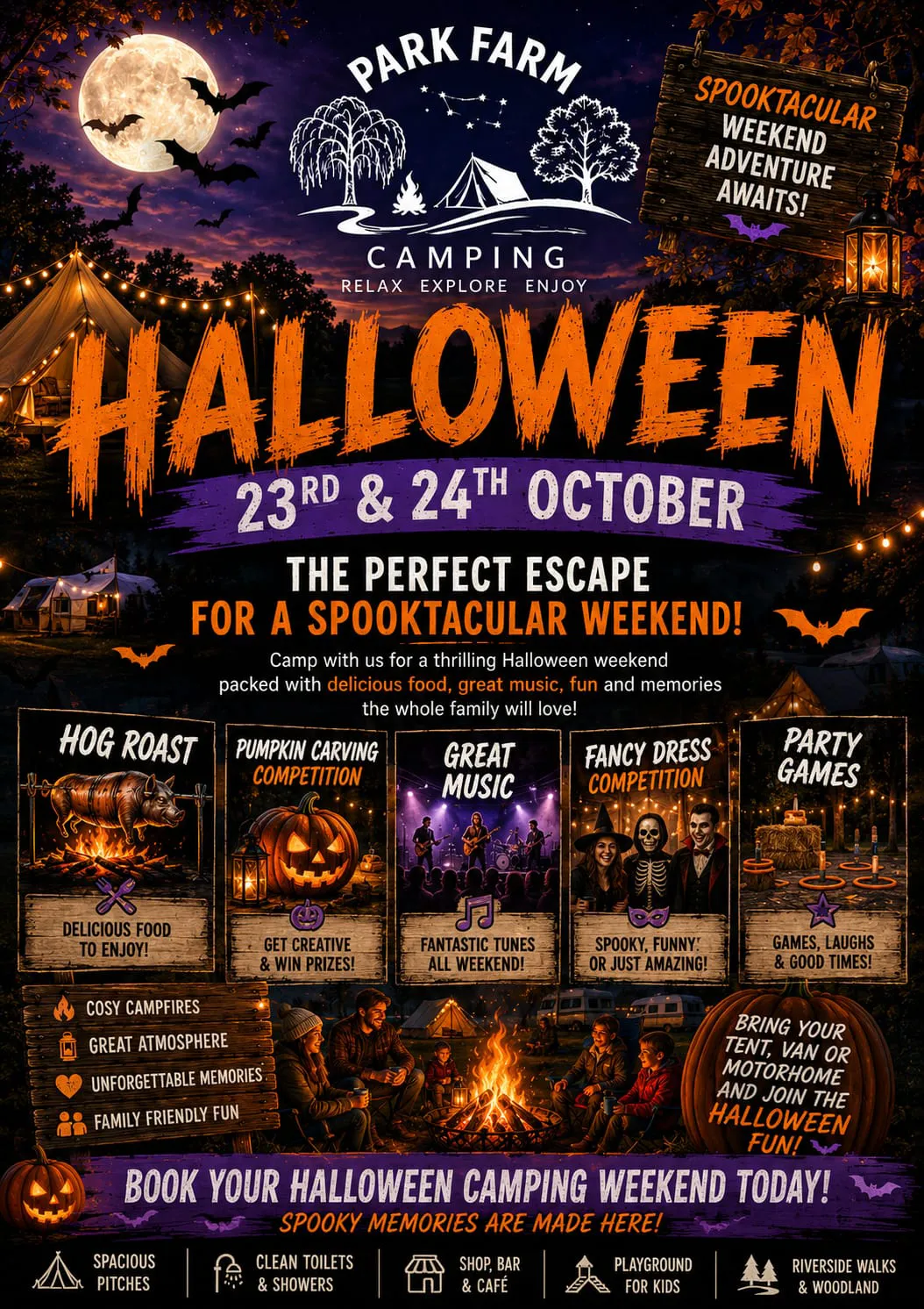 Park Farm Campsite Halloween party in East Sussex